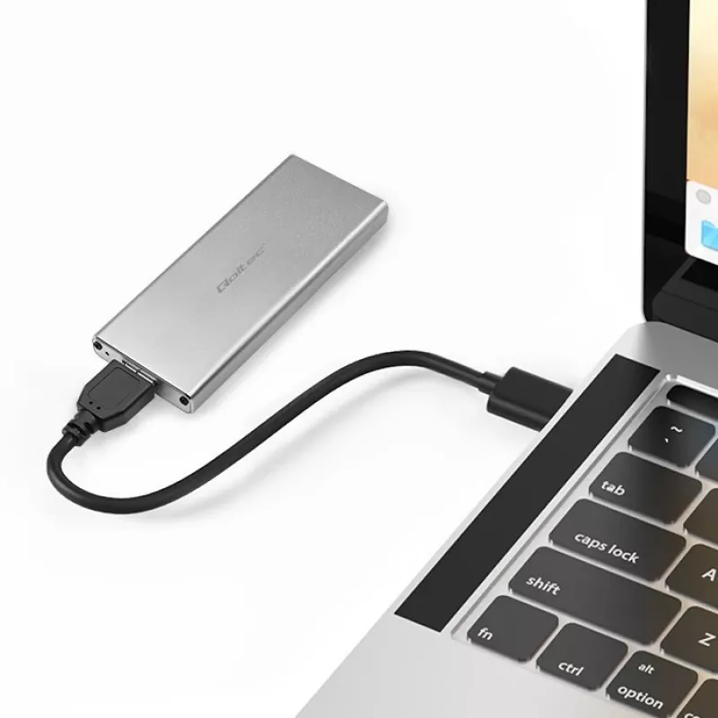 Carcasa de aluminio QOLTEC 51833 para SSD M.2, SATA a USB 3.0, compatible hasta 2 TB