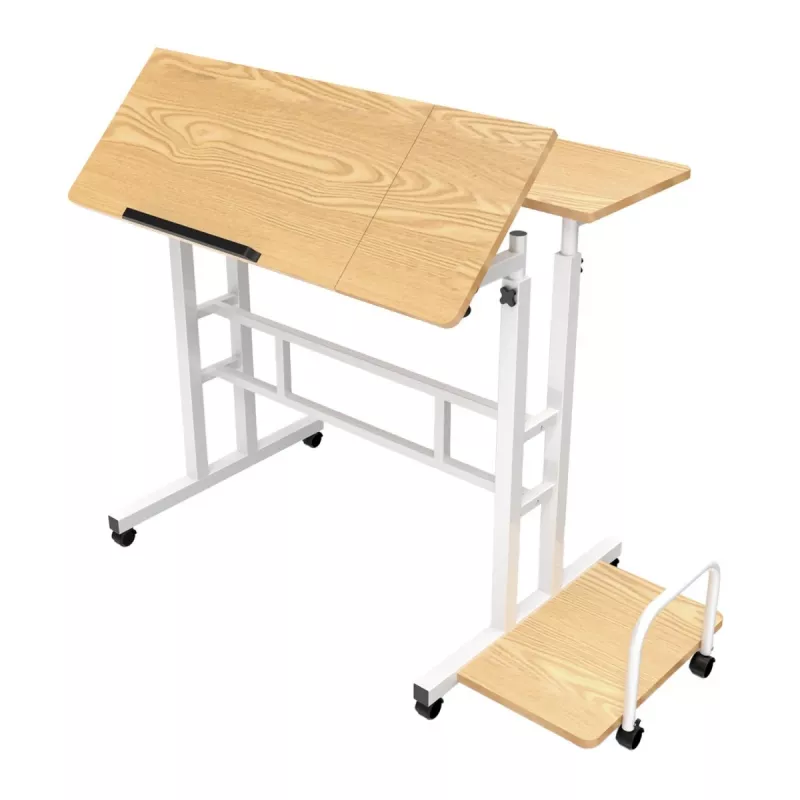 Mesa portátil para portátil Maclean, blanca, 80x60cm, 50kg máx, altura ajustable 67-115cm, MC-124 W