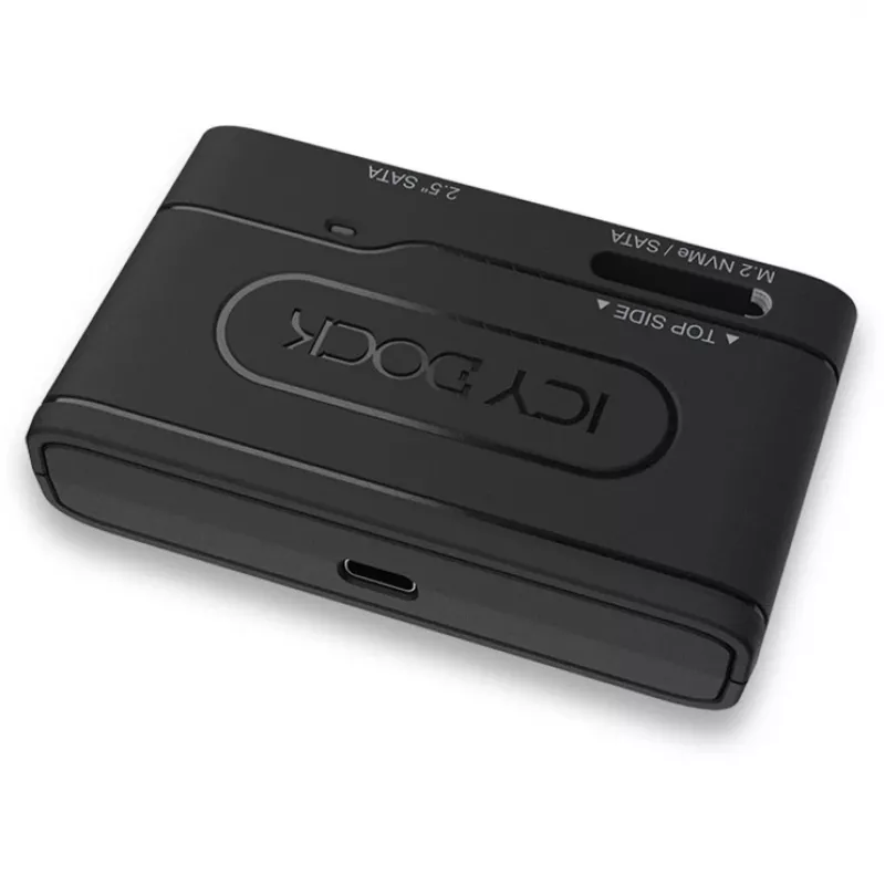 ICY DOCK EZ-Adapter MB104U-1SMB - Controlador de memoria - 2.5, M.2 (6,4 cm) - M.2 Card (PCIe NVMe & SATA) / SATA SSD - USB 3,2 (Gen 2) - Negro (MB104U