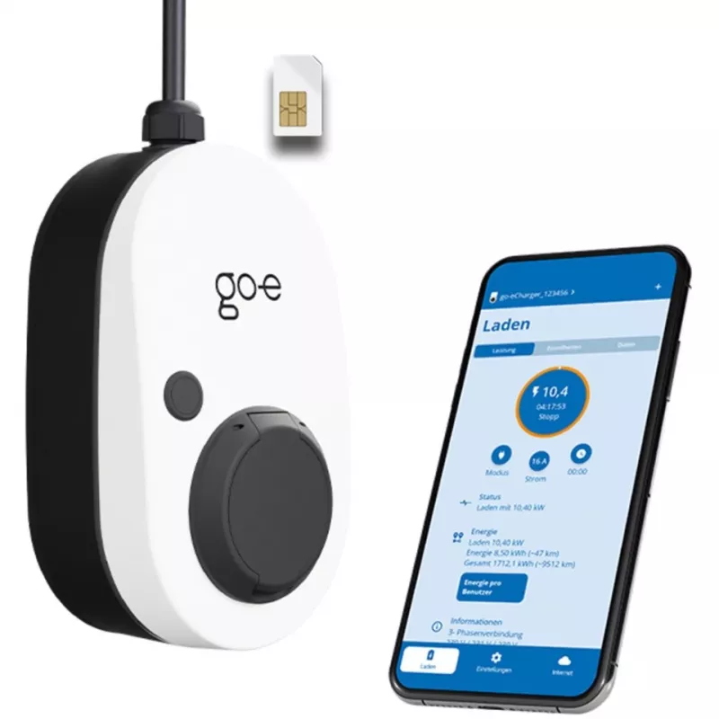 Cargador Gemini 2.0, 11 kW (16A 3 fases), Wallbox Blanco/Negro, sin cable, 4G/LTE