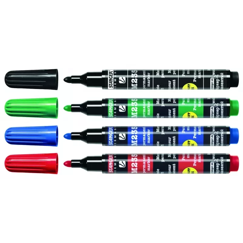 Rotulador permanente STANGER M235, 1-3 mm, set 4 colores 712012