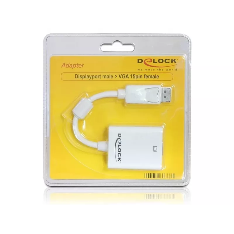 Adaptador de cable de vídeo DeLOCK 61766 0,125m VGA DisplayPort blanco