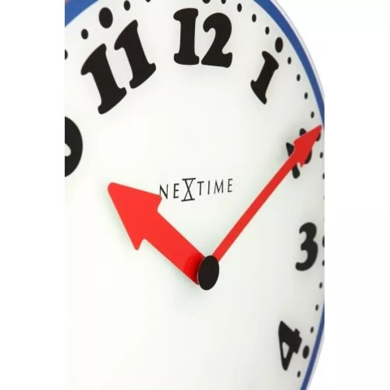 Reloj de pared NeXtime 8151 Boy, Ø43 cm, blanco/azul/negro/rojo