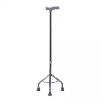 Bastón de rehabilitación de tres patas MDH altura ajustable 73–95,5 cm aluminio acero plata, carga máxima 100 kg