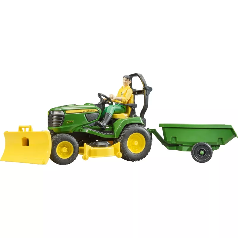 Bruder bworld John Deere cortacésped con asiento, vehículo de juguete a escala