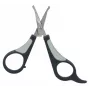Tijeras de aseo para mascotas Trixie 2360 — hojas de acero inoxidable, puntas redondeadas, ambidiestras, mango antideslizante en negro/gris