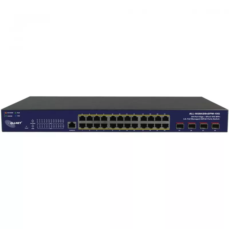 Switch de red ALLNET ALL-SG8428v2FPM-10G — 24+4 puertos, PoE, uplinks 10G