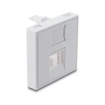 Tapa de módulo Keystone encajable de 45×45 mm DELOCK Easy 45 para 1 puerto, ABS, blanco, con tapa antipolvo