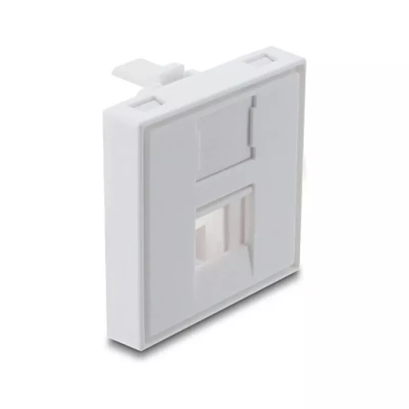 Tapa de módulo Keystone encajable de 45×45 mm DELOCK Easy 45 para 1 puerto, ABS, blanco, con tapa antipolvo