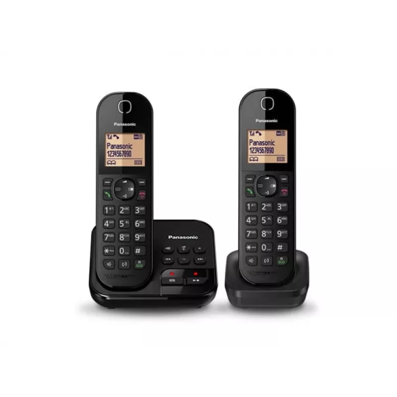 Panasonic KX-TGC422G - Teléfono inalámbrico - Contestador automático con identificación de llamadas - DECT - Negro + auricular adicional (KX-TGC422GB)