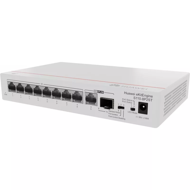 HUAWEI eKit S110 Series S110-8P2ST No gestionado L2 Gigabit Ethernet (10/100/1000) Power over Ethernet (PoE) Gris