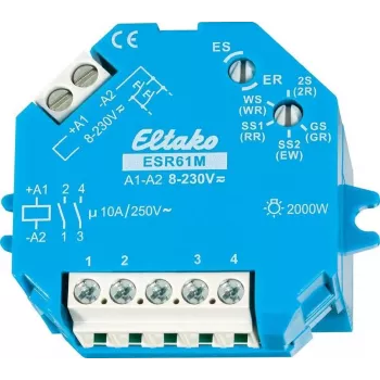 Eltako interruptor de impulso AP/UP ESR61M, 1 + 1 contacto cerrado 10 A ESR61M 8 - 230 V/UC 1 + 1 contacto cerrado 10 A 250 V/AC (carga de lámparas incandescentes (61200301)