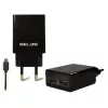 Cargador de viaje Beline Beli0011 — 2 puertos USB, cable microUSB, salida 2A, negro