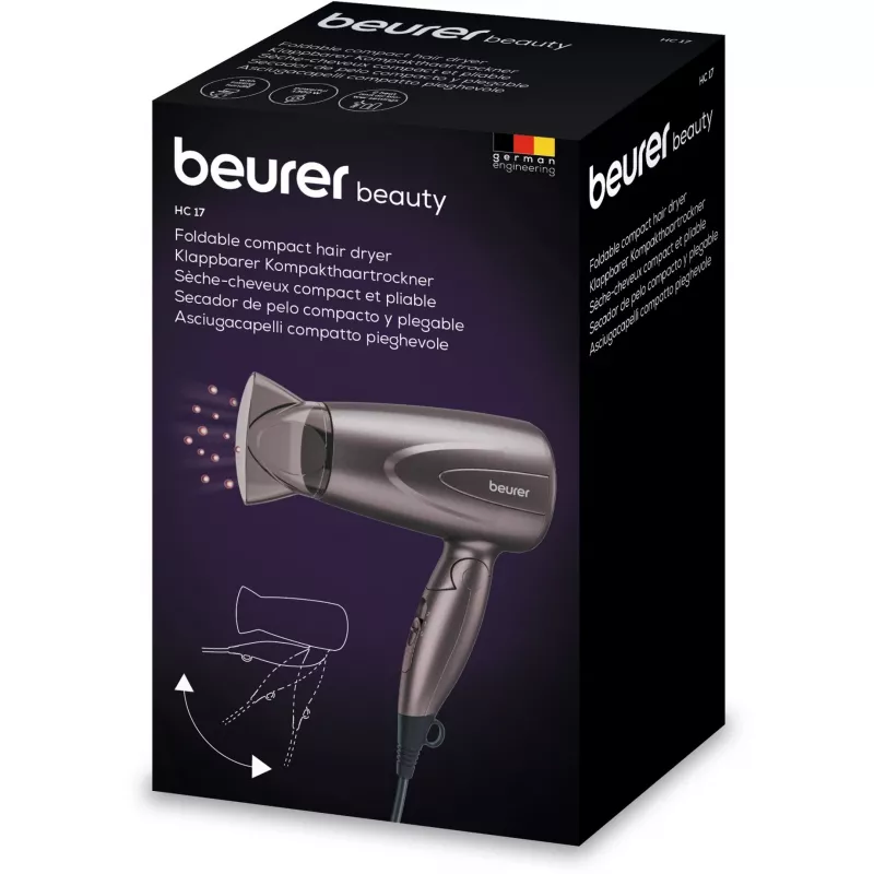 Secador de pelo Beurer HC 17 secador de pelo de viaje gris 1000W