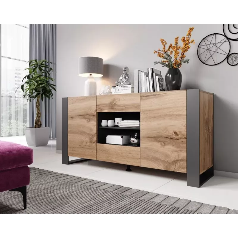 Cómoda Cama WOOD roble wotan/antracita