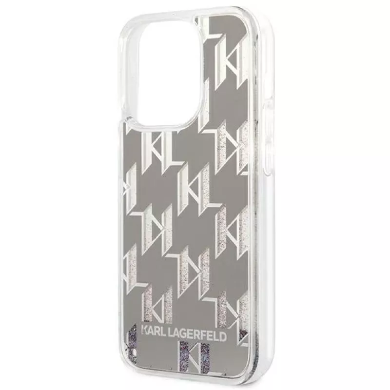 Karl Lagerfeld KLHCP14XLMNMS iPhone 14 Pro Max 6.7 funda rígida plata / plata Liquid Glitter Monogram
