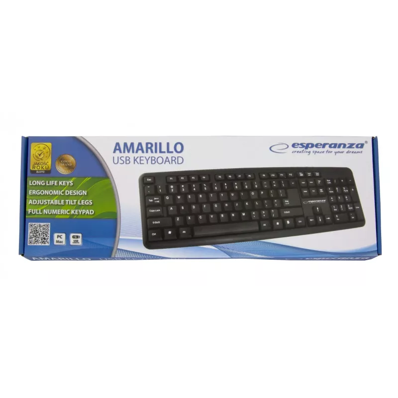 Teclado con cable ESPERANZA EK134 Full-Size 100% USB, negro, cable de 1,45 m