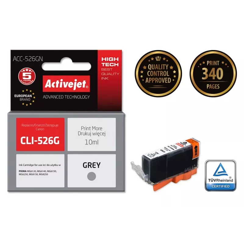 Activejet ACC-526GN tinta (sustituto de Canon CLI-526G; Supreme; 10 ml; gris)