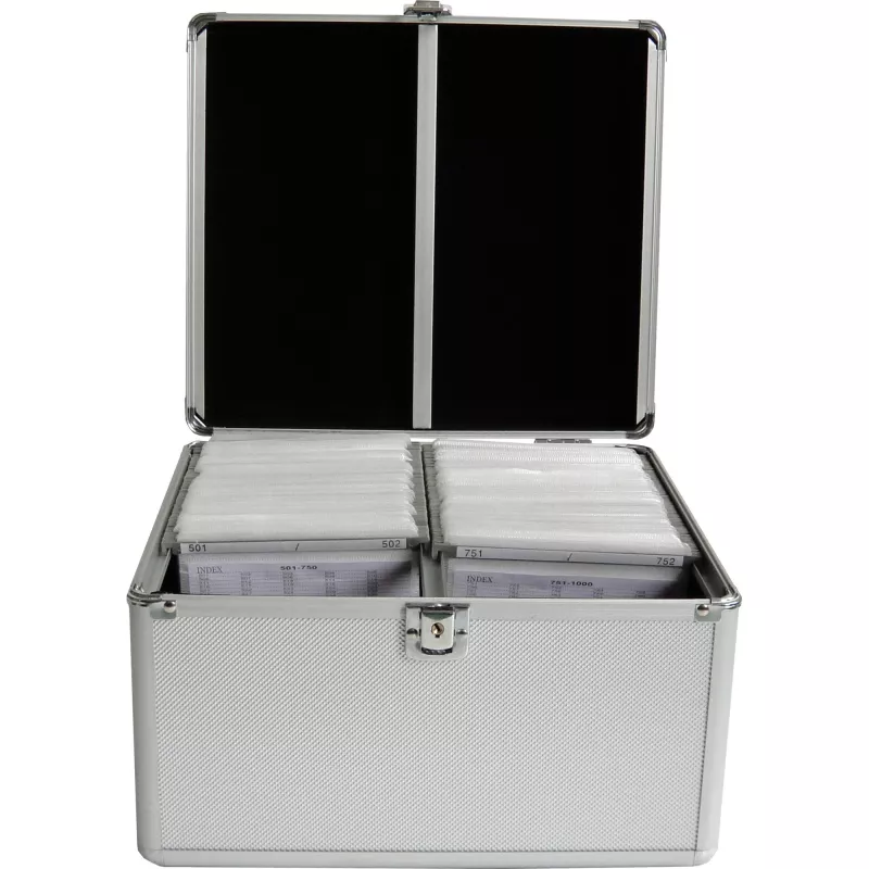MEDIARANGE BOX76 - caja de almacenamiento - 300 discos - plateado - fleece - plástico - madera - 120 mm - aluminio