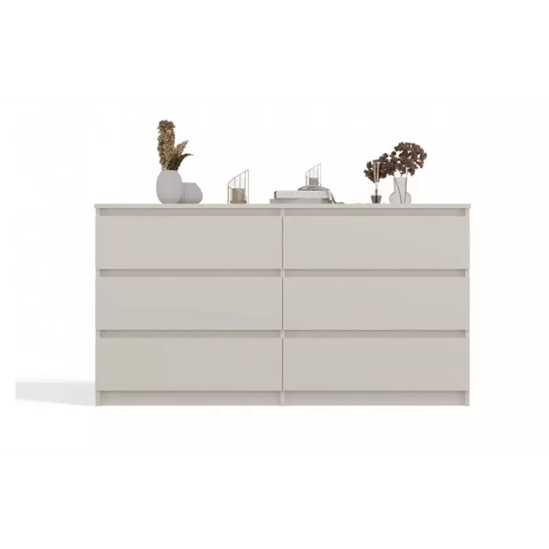 Cómoda MALWA M6/140 de top e shop — 6 cajones, 1380×400×750 mm, laminado crema