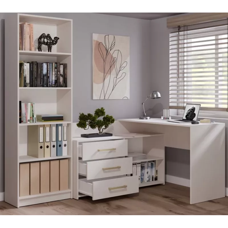 Tablero de escritorio de esquina e shop DANY Kaszmir beige — puesto de trabajo en esquina, distribución compacta