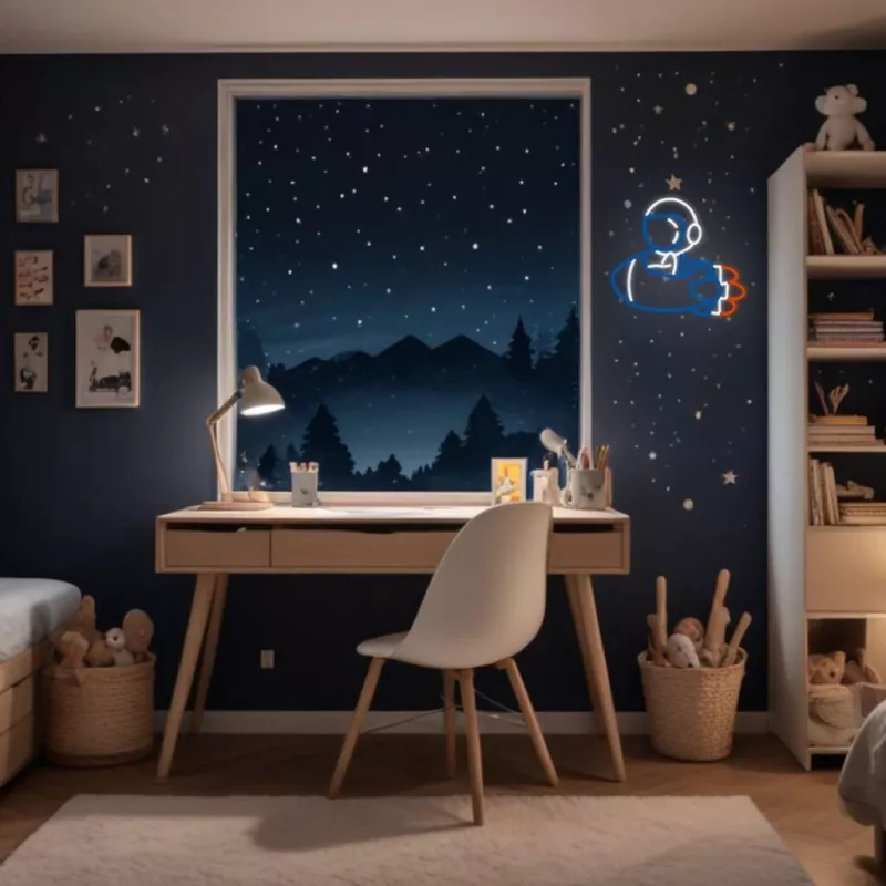 Lámpara de neón decorativa MANTA SNL90MT Style Neon Lights — motivo astronauta en cohete