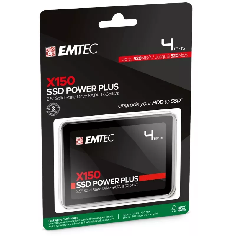 Disco SSD Emtec X150 4 TB 2,5 inch SATA III 3D NAND modelo ECSSD4TX150