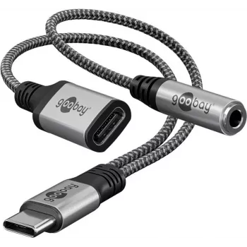 Goobay Adaptador USB-C™ a USB-C™ y jack, 3,5 mm AUX (74524)