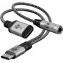 Goobay Adaptador USB-C™ a USB-C™ y jack, 3,5 mm AUX (74524)