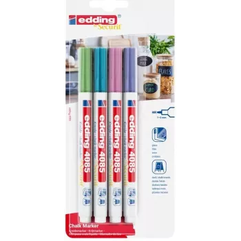 Rotulador de tiza Edding 4085/4W metallic punta de 1–2 mm, set de 4 piezas