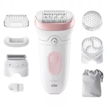 Braun Silk-epil 7 SE7-060 Depiladora, 40 pinzas, rosa/blanco