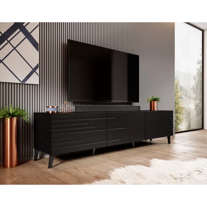 Mueble RTV Cama NOVA 186x40x48 negro mate