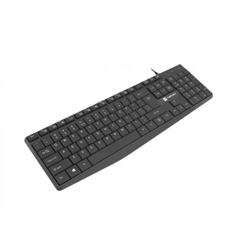 Teclado con cable de tamaño completo NATEC NAUTILUS NKL-1950 — USB, QWERTY US International, 105 teclas, negro