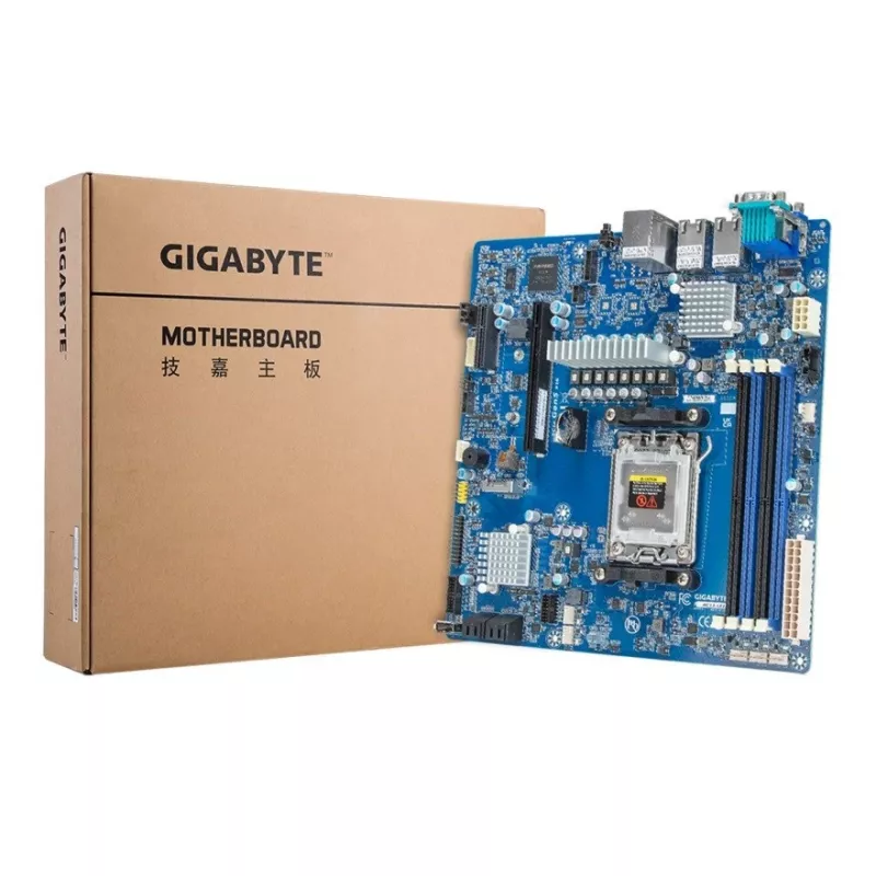 Gigabyte MC13-LE1 placa base para servidor, AMD B650E, Socket AM5 (AMD EPYC 4004/Ryzen 7000/9000), micro-ATX, 4x DIMM, 4x SATA, 1x M.2, 2x 10GbE, IPMI