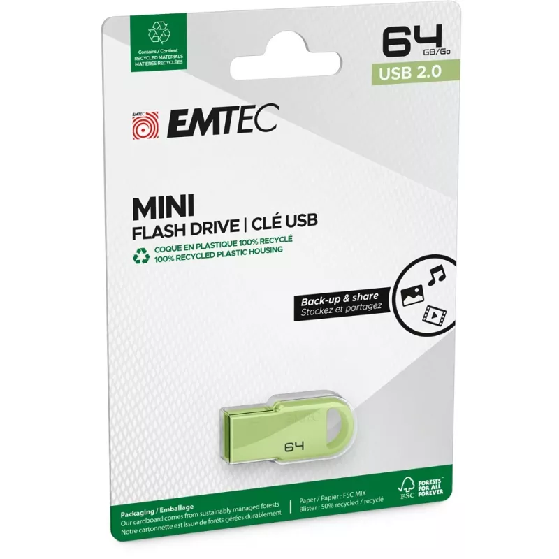 Emtec D250 Mini memoria flash USB 2.0 64 GB, verde