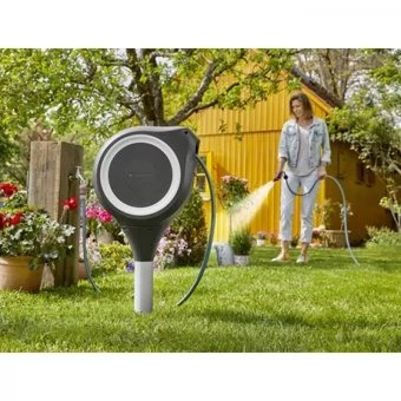 Enrollador de suelo Gardena RollUp Automatic Negro Gris