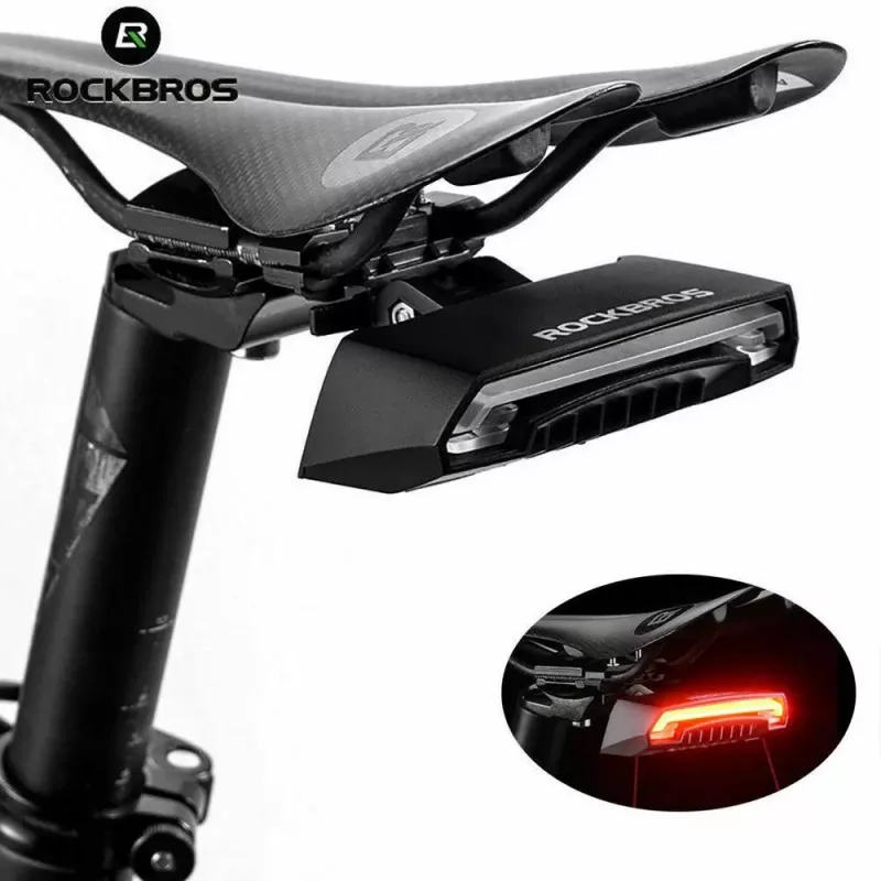 Rockbros LKWD-R1 Luz trasera de bicicleta con láser y mando a distancia, negro