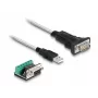 DeLOCK 63465 Adaptador de USB 2.0 Type-A a serie RS-422/485, bloque de terminales de 6 pines, 1,8 m, negro/transparente