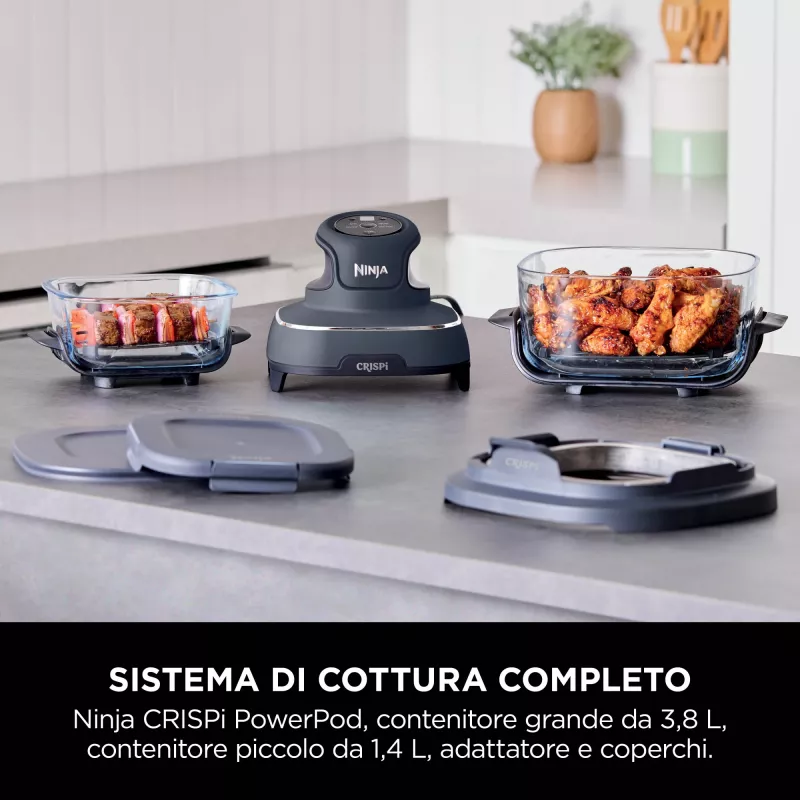 Ninja CRISPi Single 3,8 L 1700 W freidora de aire azul, gris, transparente