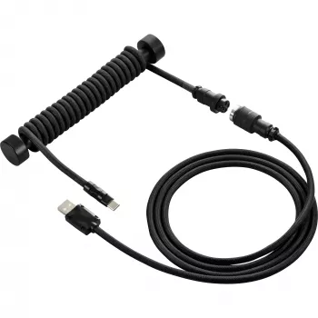 Sharkoon SGK50 Cable en espiral Aviator para SKILLER SGK50, USB-A a USB-C, 1,85 m, Titanio/Negro