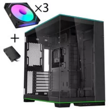 Bundle de caja para PC Lian Li O11 Dynamic EVO RGB, semitorre, ARGB, cristal templado + 3x UNI FAN SL-INF – negro