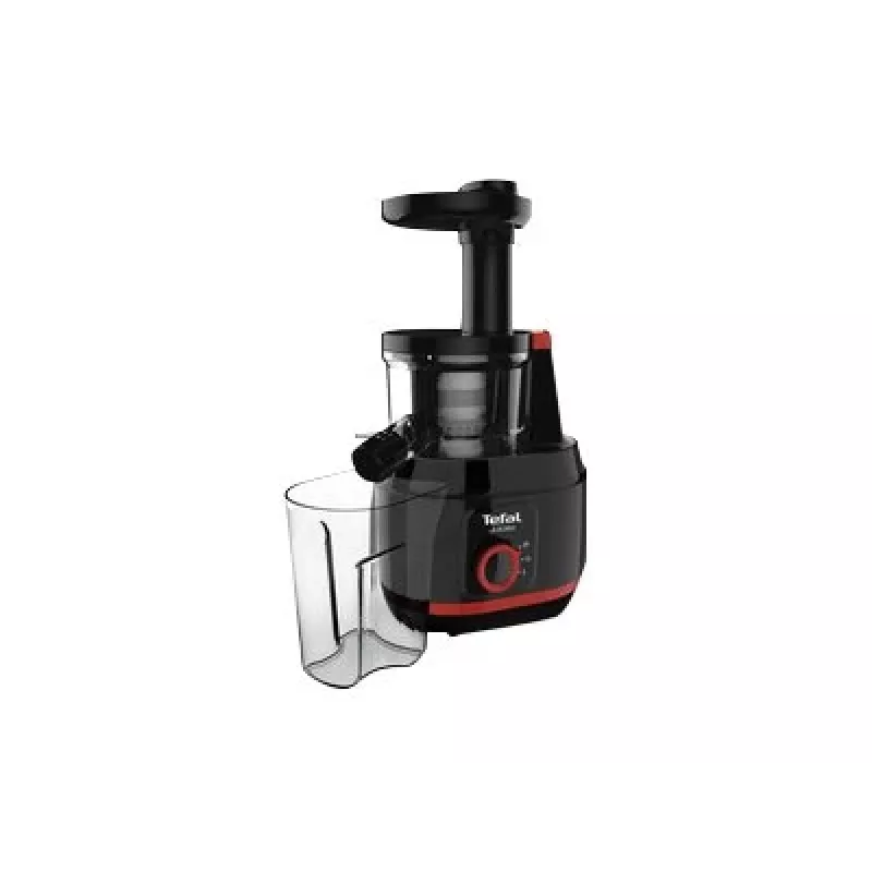 Tefal Juiceo ZC150838 licuadora de prensado lento, 150 W, depósito de pulpa de 0,8 l, negro/rojo