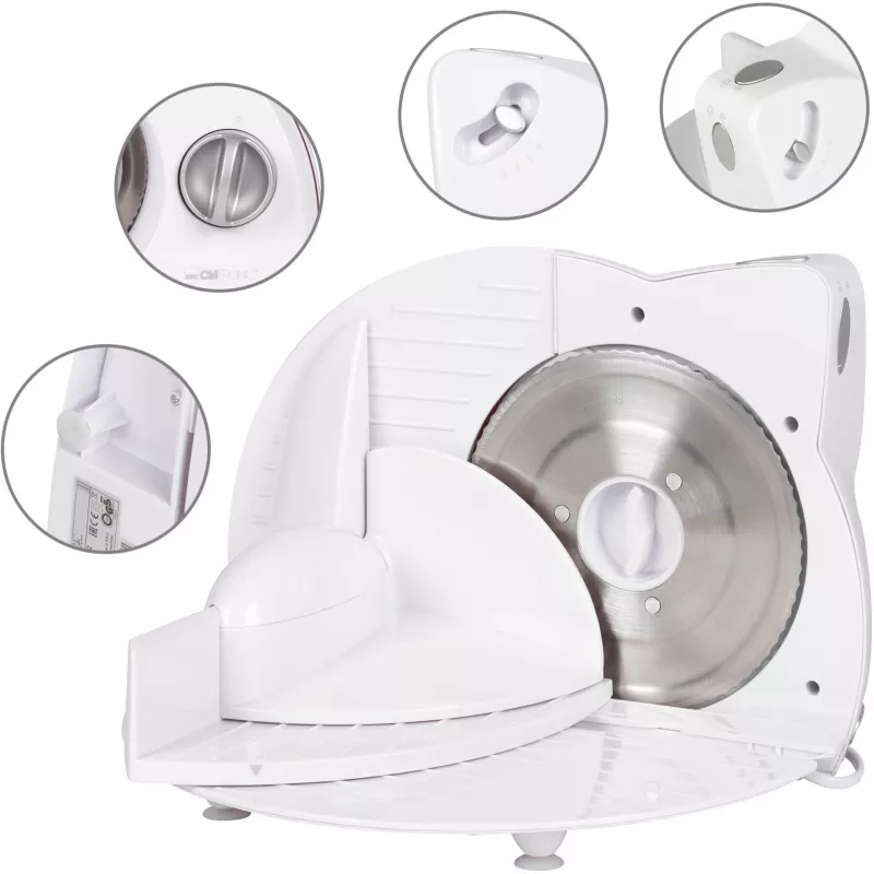 Cortadora eléctrica universal CLATRONIC AS 2958 — 230 V, blanca, 230×310×280 mm