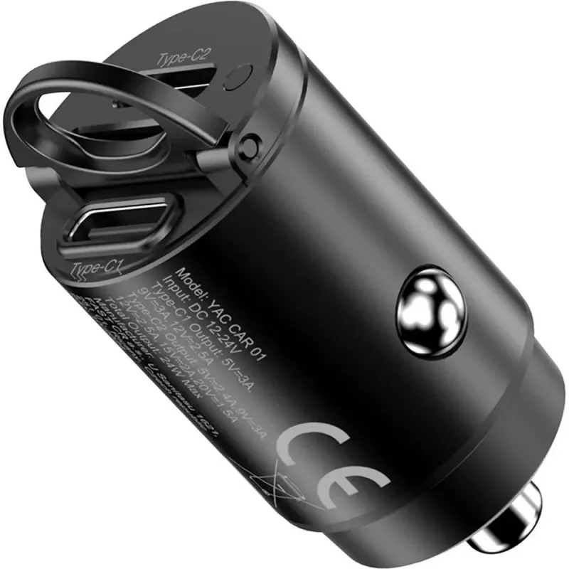 Cargador de coche YENKEE CAR 01 Power Delivery 30W 2×USB-C