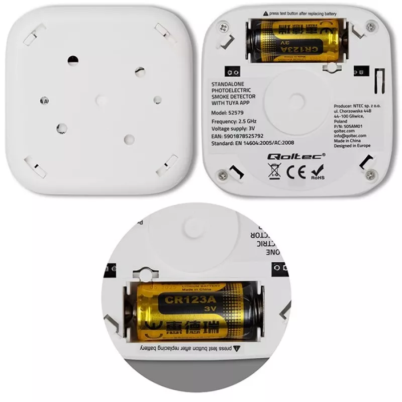 Detector de humo con batería Tuya WiFi LED