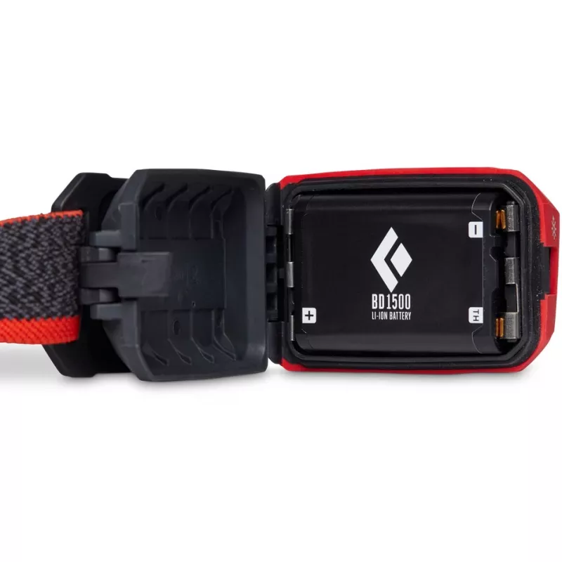 Linterna frontal Diamond Storm 450 Negra con cinta frontal negra y roja