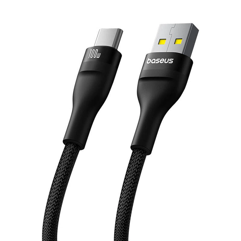 Baseus Flash 2 Cable de carga rápida USB A a USB C 2 m 100 W Negro