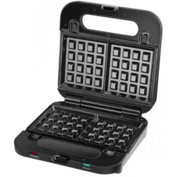 Sandwichera Amica SMK4011, 750 W, 3 tipos de placas, negra
