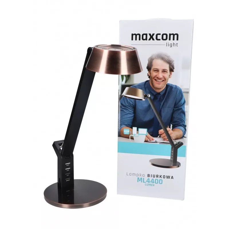 Lámpara de escritorio LED MAXCOM ML 4400 — 4400 lúmenes, acabado cobre