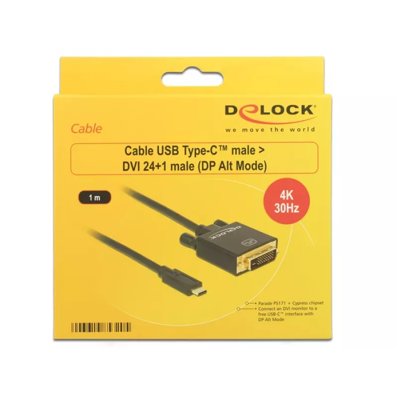 Adaptador USB-C a DVI DeLOCK 1 m 85320